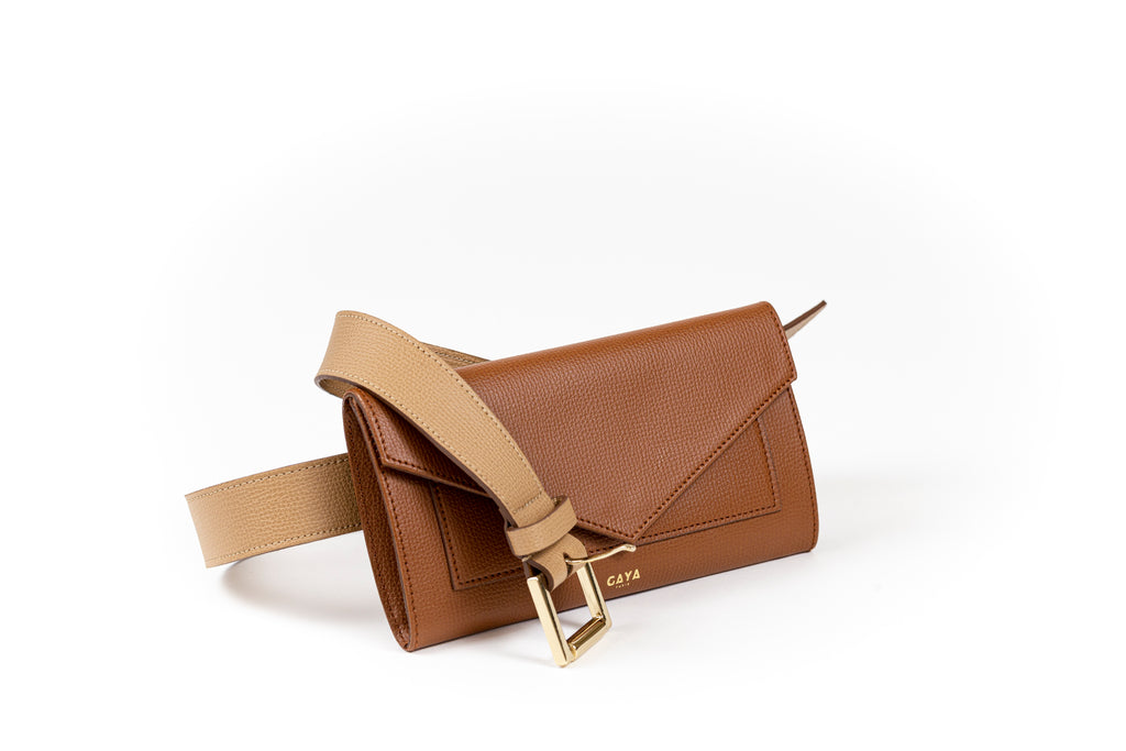 Pochette-ceinture Ginette - Camel & beige